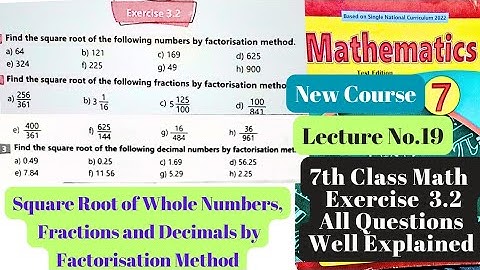 7th Class Math | Exercise 3.2 | Square Root by Prime Factorization | Hindi | Urdu | CT | PST | NTS