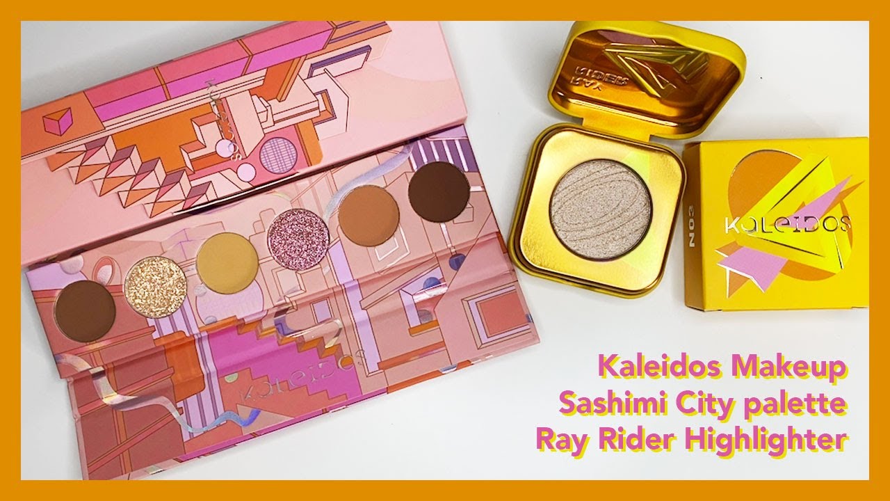 Kaleidos Makeup Sashimi City palette & Ray Rider highlighter swatches YouTube
