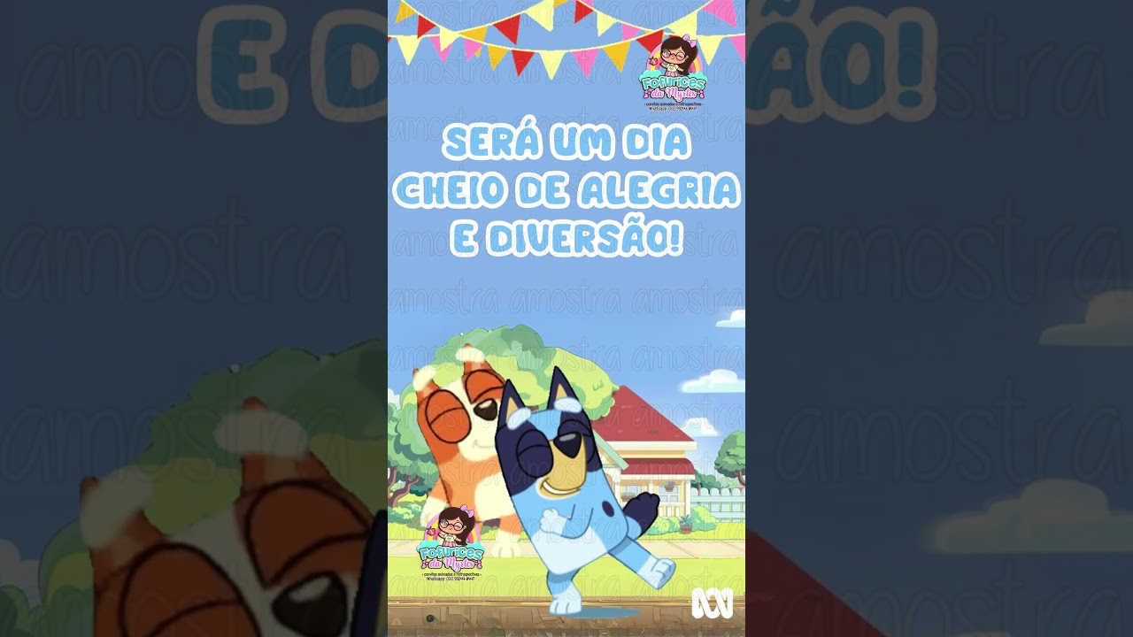 Convite Virtual Animado Bluey Vertical (2 fotos)*