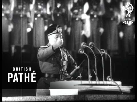 Mussolini Close Ups And Speech In German