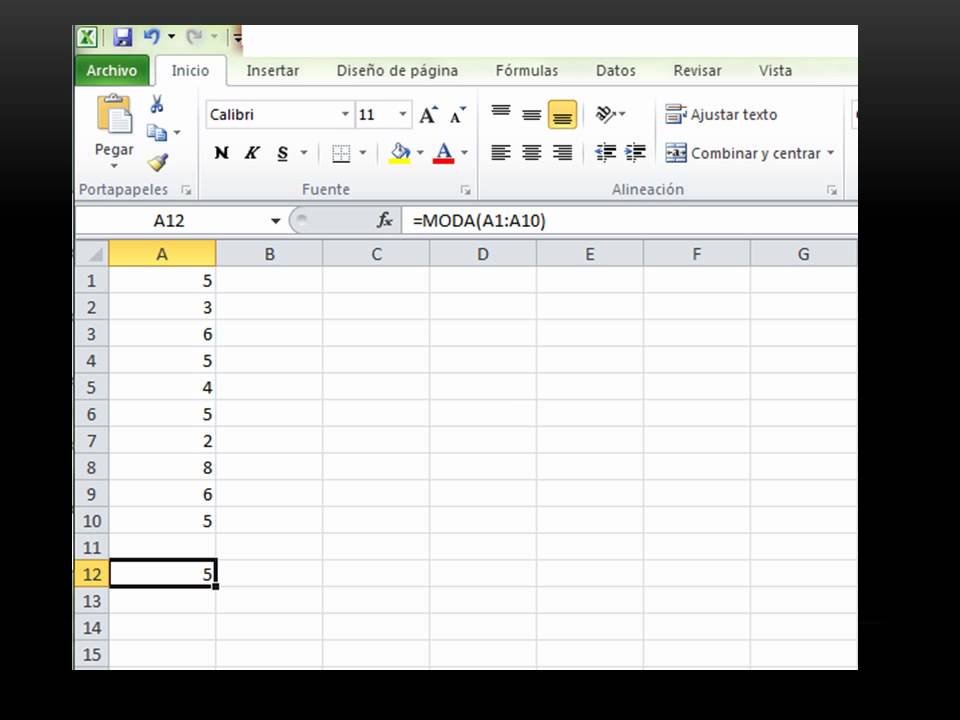 MODA, MEDIA Y MEDIANA CON EXCEL - YouTube