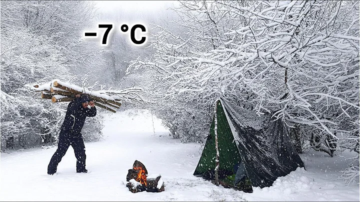 Surviving Snow and Night Blizzard | Camping with a Tarp at 1400m