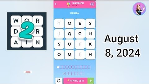 WordBrain 2 Summer Event Day 6 August 8, 2024