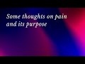 Some thoughts on pain