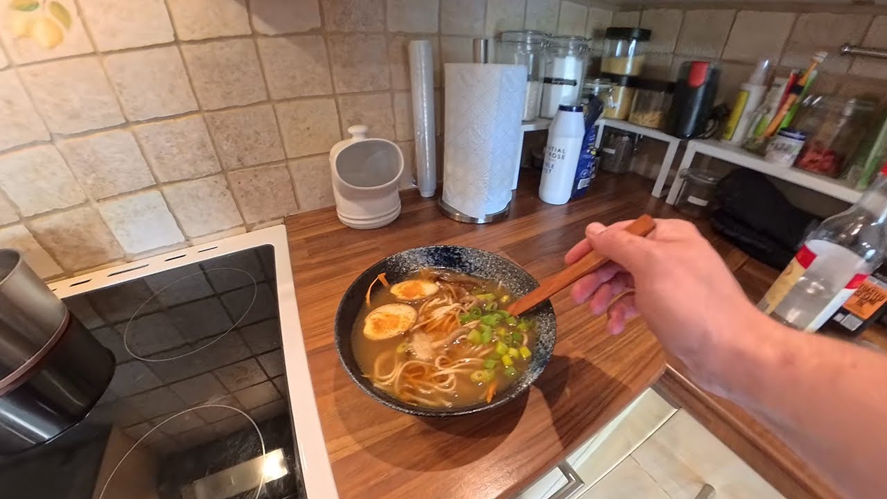 Making Vegetarian Ramen Soup from Scratch for Lunch ASMR POV First Person View 4K