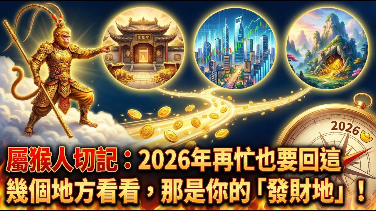 屬猴人切記：2026年再忙也要回這幾個地方看看，那是你的「發財地」！#屬猴 #丙申猴 #猴年運勢 #生肖運勢 #生肖  #運勢 #命理 #八字 #財運 #事業運 #轉運 #風水 #改運