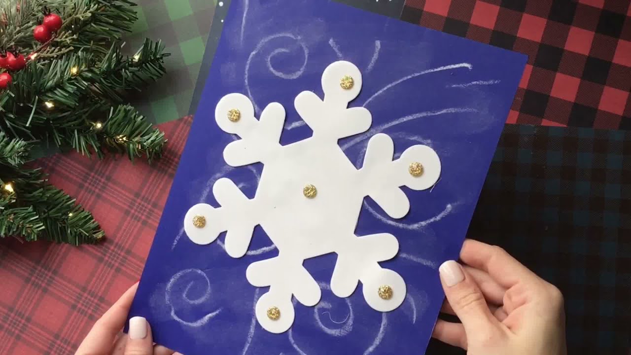 Chalk Art Snowy Day On Paper - Winter Kid Craft Idea