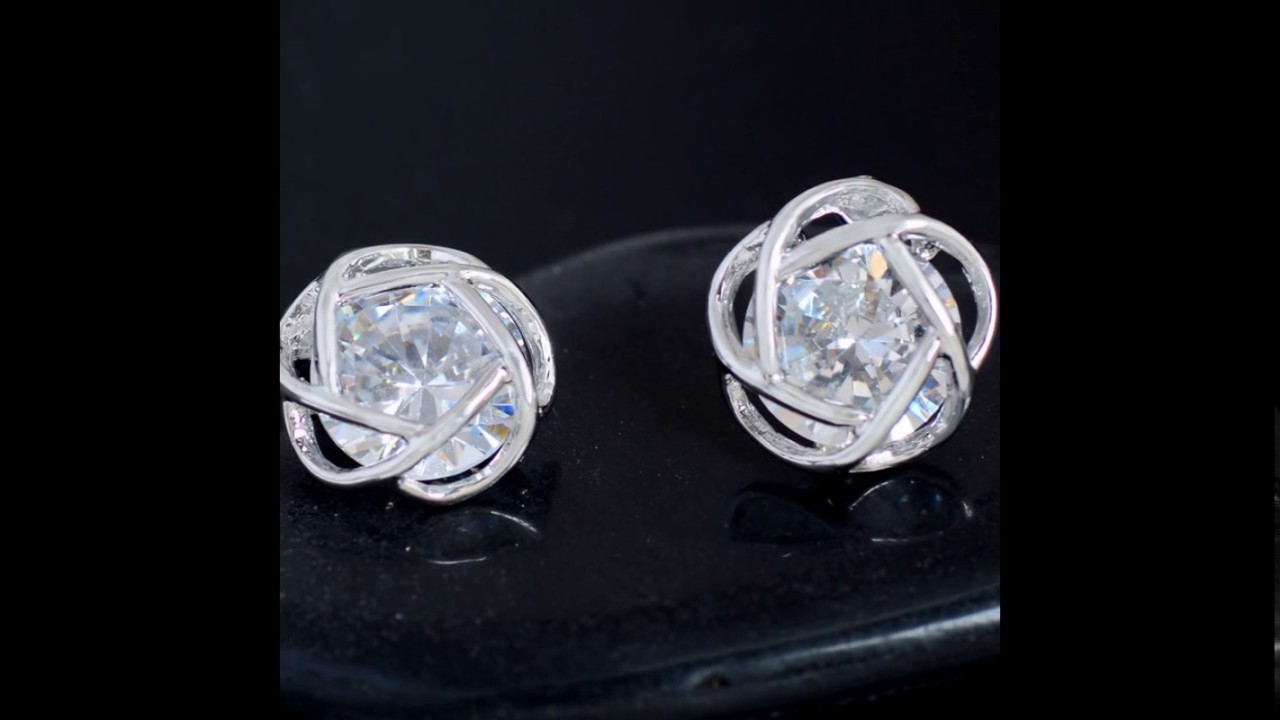 AlbeeShops.com  Luxury Fashion Hearts & Flower Perfect Cut Cubic Zirconia Crystal Studded Earrings