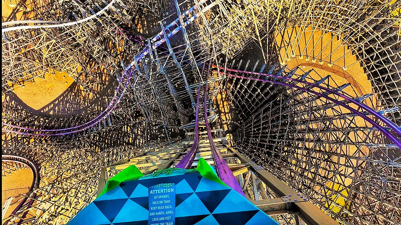 FASTEST, TALLEST,  and STEEPEST Hybrid Coaster - IRON GWAZI POV