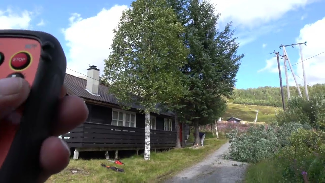 Vinsj for å sikre tre i kraftig vind, og ikke falle mot kraftlinje 22 kv