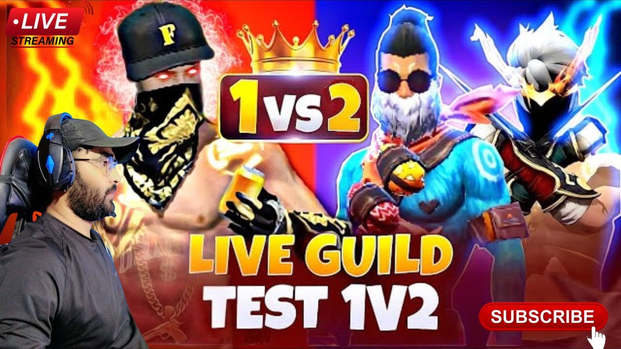 GUILD TEST 1V2 FREE FIRE LIVE NEW CS RANK TEAM CODE GIVEWEY😍#gyangaming ...