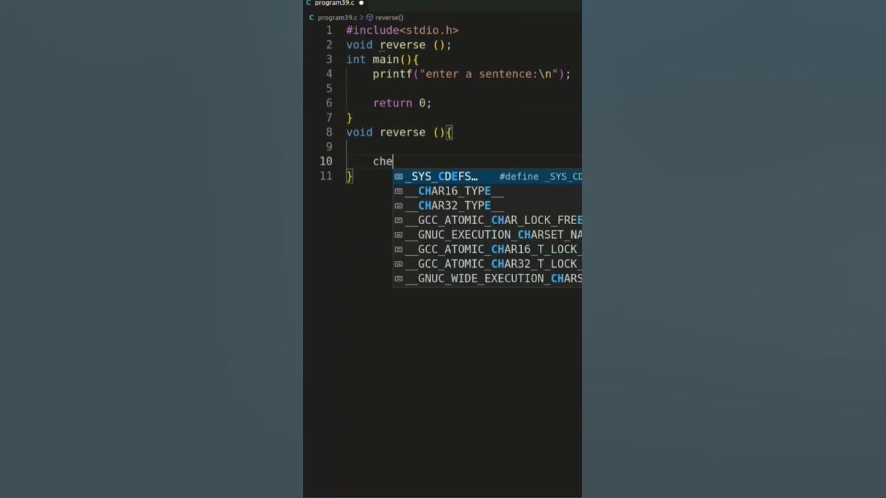 Reverse a Sentence program in c programming#cprogramming - YouTube