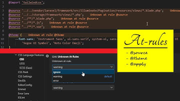 FIX - Unknown at rule @apply, @theme, @source in Tailwind CSS v4.0 | VS CODE 2025 | CSS At-rules
