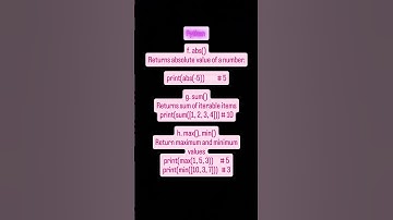 "Python Built-in Functions 🐍 | abs(), sum(), max(), min() for Math & Comparisons 🔢"