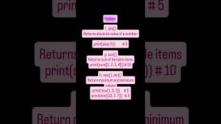 "Python Built-in Functions 🐍 | abs(), sum(), max(), min() for Math & Comparisons 🔢"