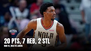 Herb Jones (20 PTS, 7 REB, 2 STL) Pelicans Highlights vs Lakers: All Possessions (3/14/23)