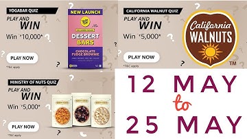 Amazon Yogabar Quiz Answers Today | California Walnut Quiz | 12 May 2022
