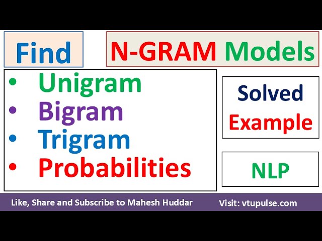 How to find N-Gram Probabilities Unigram Bigram Trigram Probabilities in NLP by Vidya Mahesh Huddar