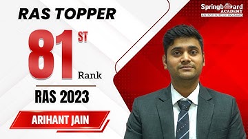Mr. Arihant Jain | RAS-2023 | Rank-81 | Mock Interview | SpringBoard Academy