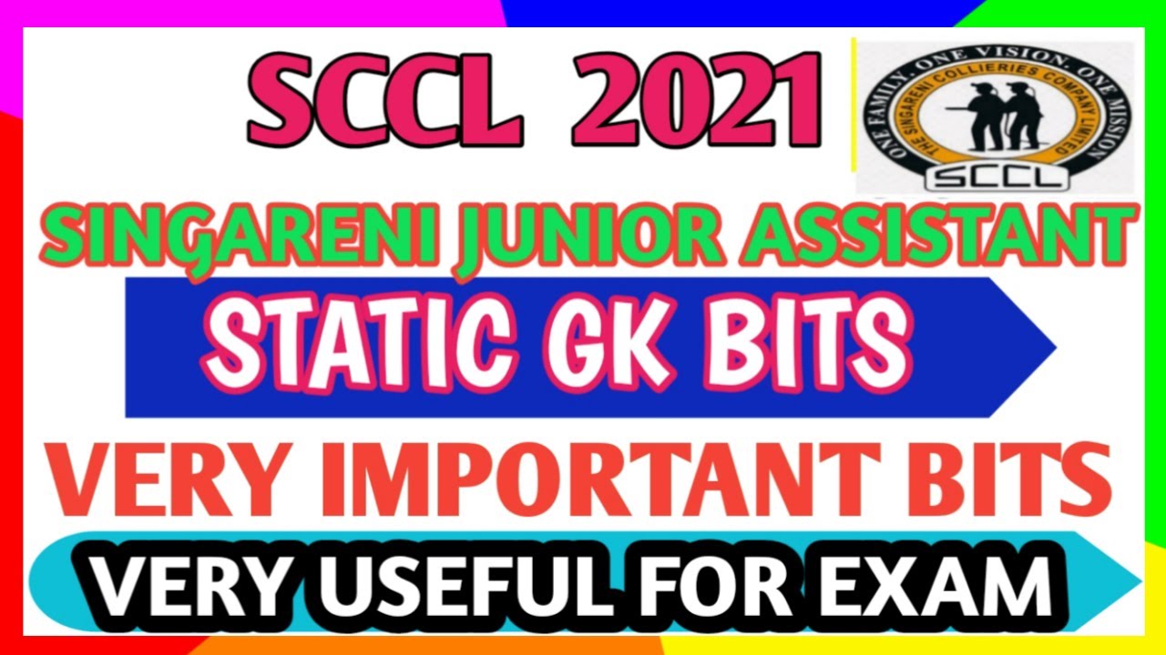 SCCL Singareni junior assistant 2021exam//Static GK//Very Important Bits//sccl//