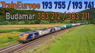 TrainEurope 193 755 / 193 741 en Budamar 383 212/ 383 211 met graantrein door Harrbach! [4K]