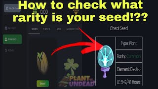 First seed how to know the rarity and element.[plantvsundead tutorial