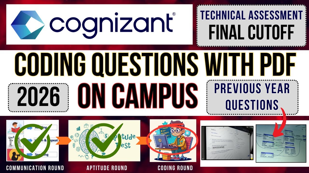 Cognizant Technical Assessment 2026 ON CAMPUS | Cognizant Coding CUTOFF | Previous Year Questions