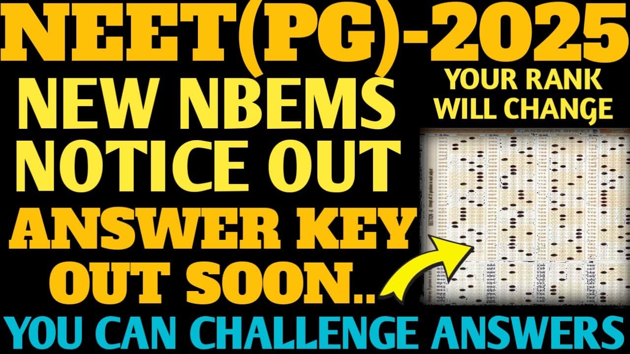 NEET PG 2025 NBE RELEASE ANSWER KEY FOR ALL|YOUR RANK WILL BE CHANGE|