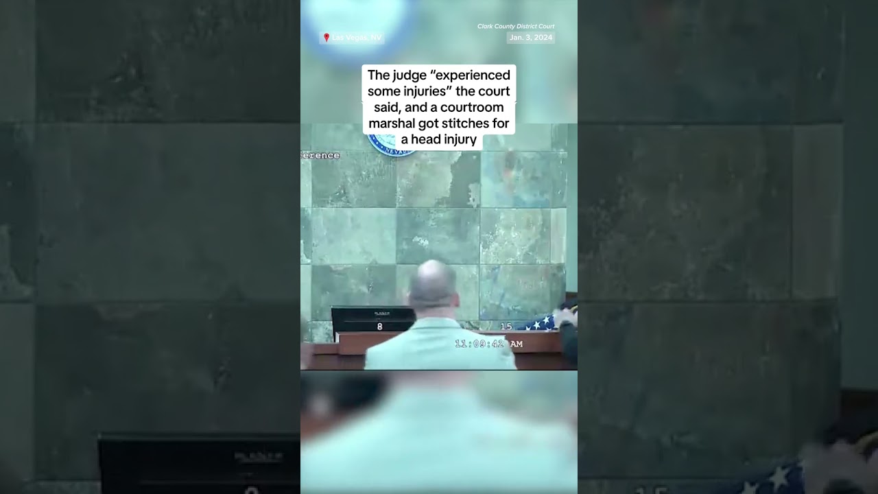 Video shows a felon about to be sentenced leaping over the bench and assaulting a Nevada judge.