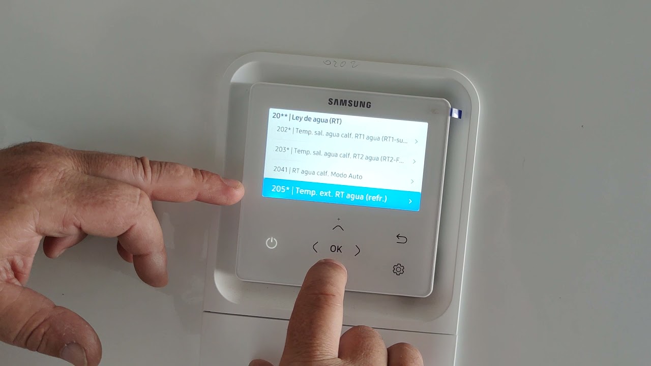 Termostato Samsung MWRWW10N temperatura impulsión de agua