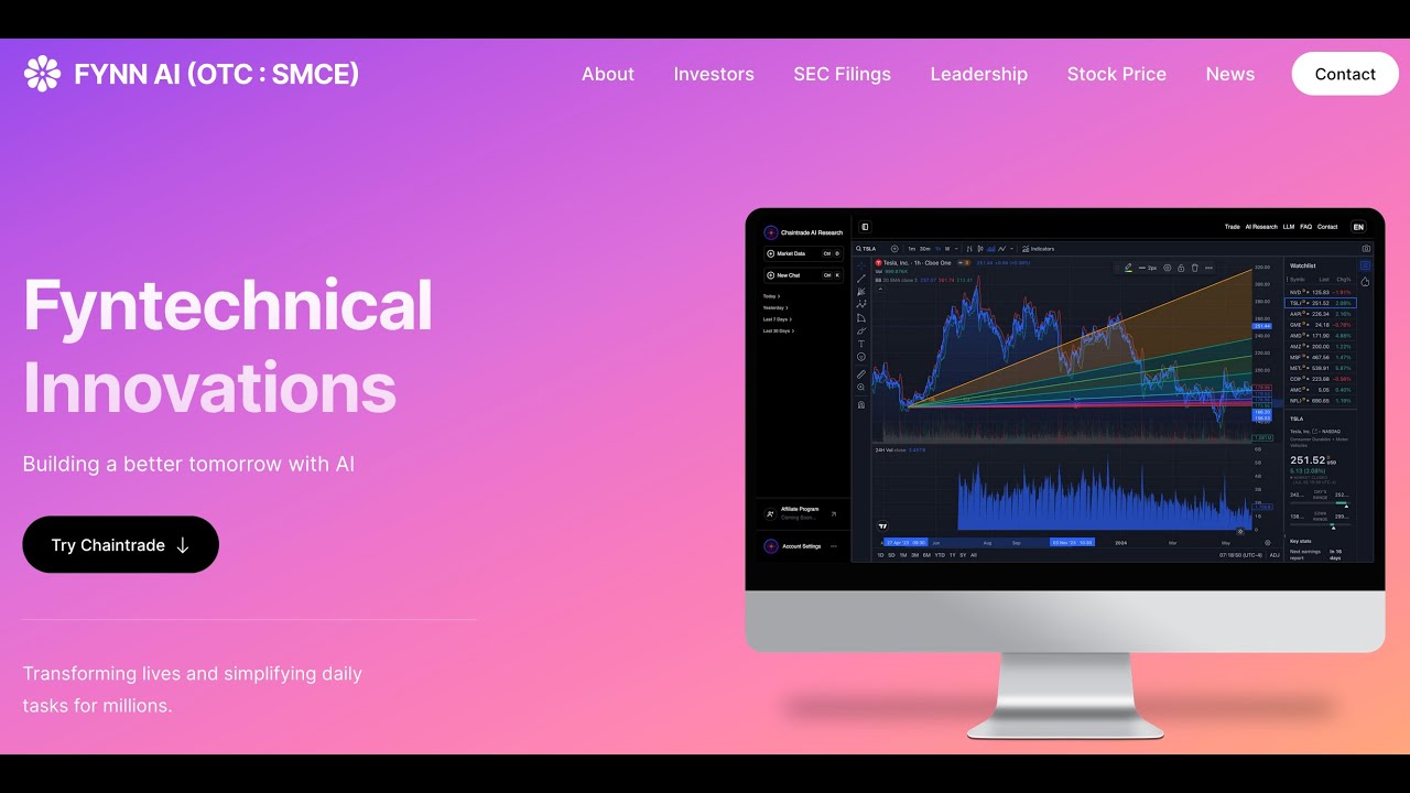 SMCE / FYNN (Fintechnical Innovations) Big News ( ChainTrade.AI ) partnership with PCG Advisory!