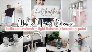 🛁 MOBILE HOME BATHROOM MAKEOVER ON A BUDGET! // paint + decorate + refresh