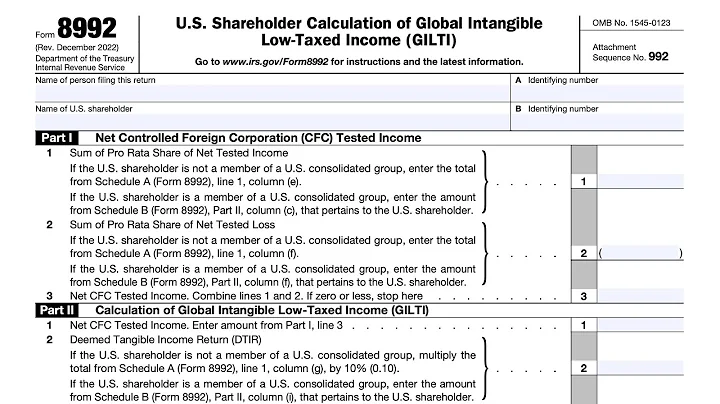 IRS Form 8992 walkthrough (U.S. Shareholder Calculation of Global Intangible Low-Taxed Income)
