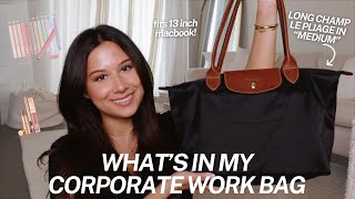 WHAT'S IN MY WORKBAG 2024 | long champ le pliage size medium, corporate work essentials