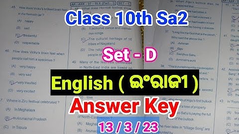 Class 10th Sa2 English Ans key ll Set - D ll