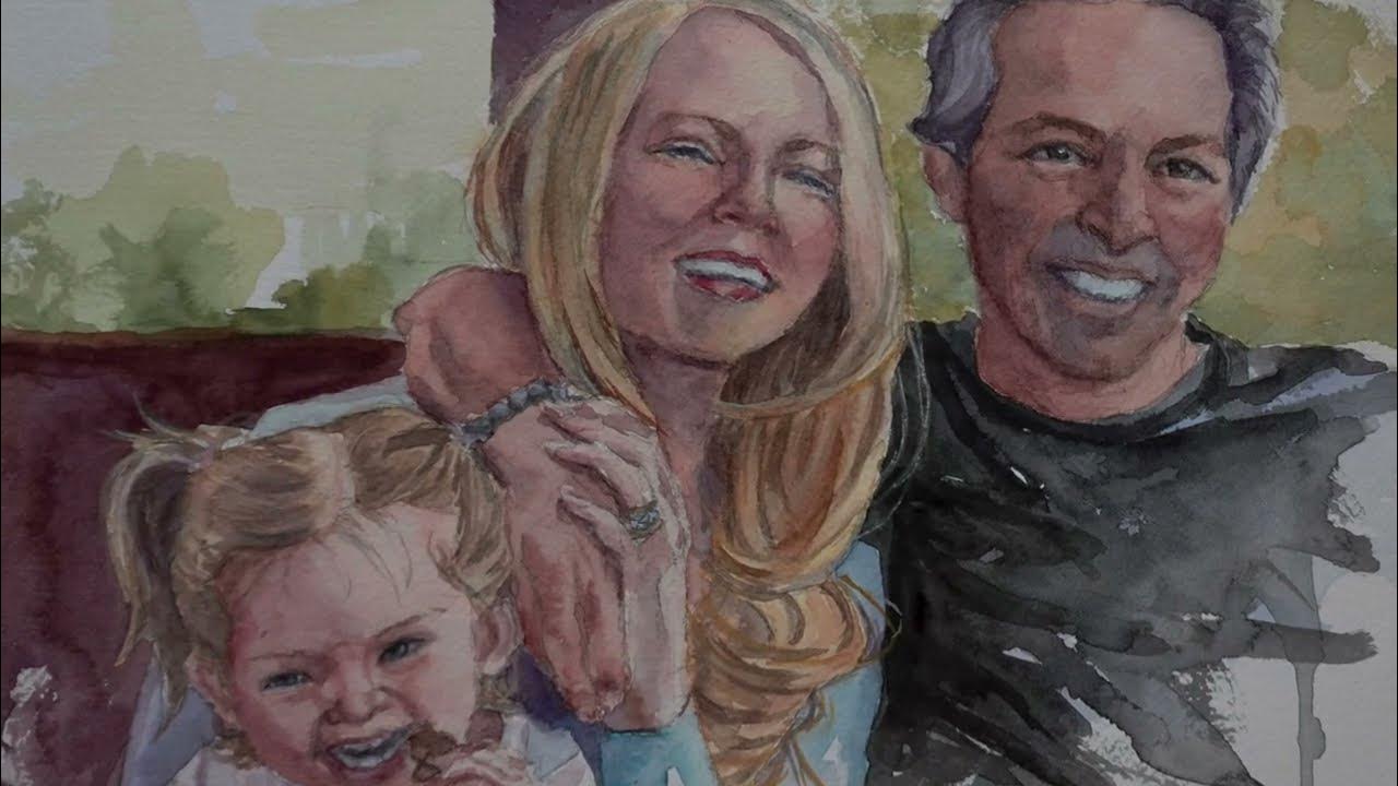 Time lapse watercolor painting of the Makarechian family by paralyzed