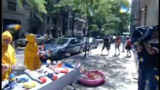 Regis And Kelly Blowing Bubbles And Launching Kaos  In New York