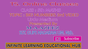 BIG NUMBERS IIIRD VIDEO SUB: MATHS CLASS 5TH TS ONLINE CLASSES CONTENT BASED FOR URDU MEDIUM