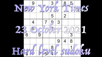 Sudoku solution – New York Times sudoku 23 October 2021 Hard level