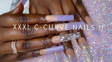 ♡ How To Use XXXL C-Curve Nail Tips | Purple & Nude Ombre #NotPolish #AcrylicFullSet