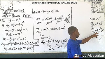 First Principle Method Of Differentiation | Example 3 | #ganiyuabubakar #calculus #differentiation