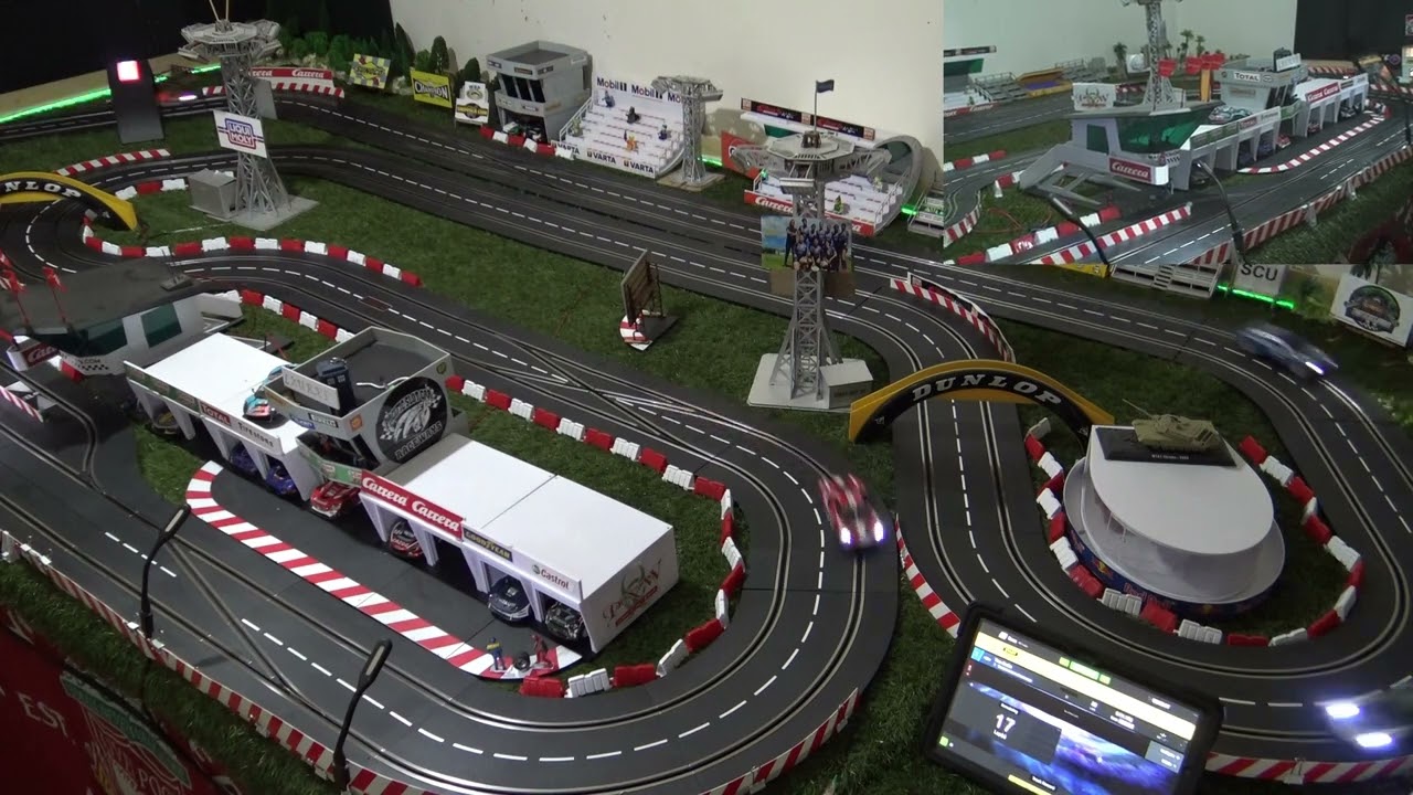 carrera digital , xbow vs porsche vs ford gt vs chevvy state trooper (ladies race)