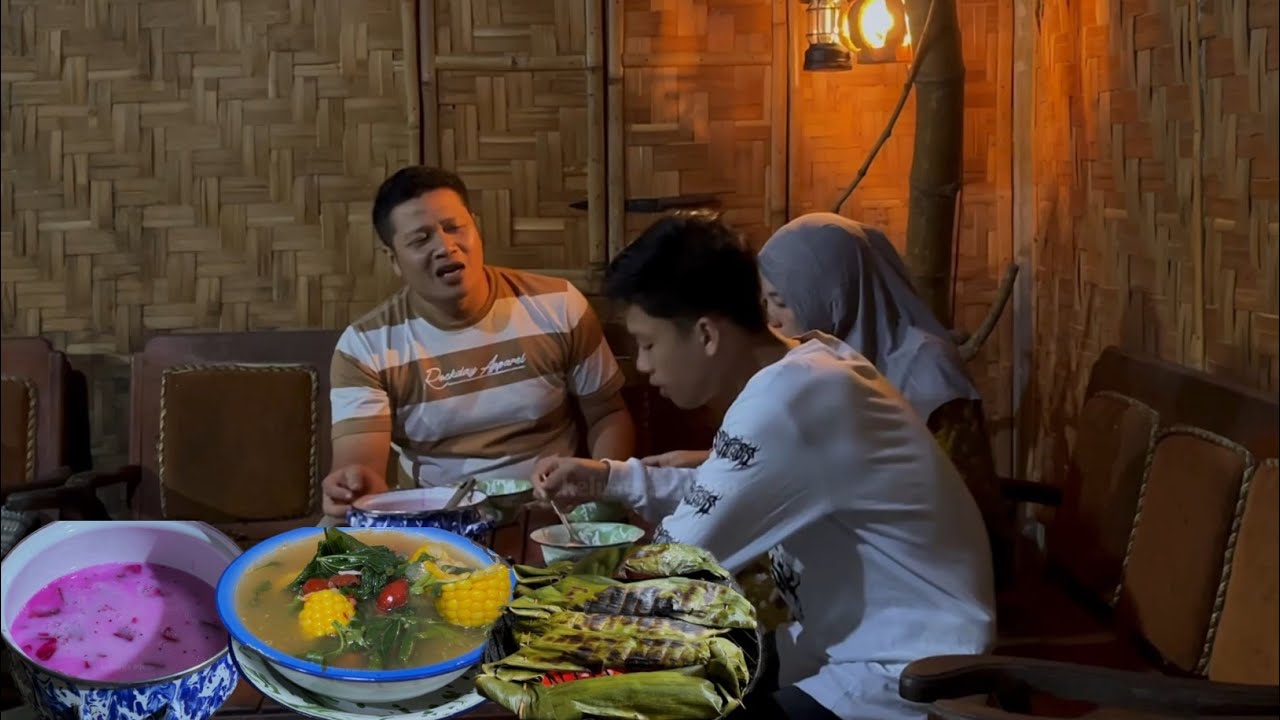 Masak beberapa menu buka puasa,sayur asem,pepes ikan,es buah naga