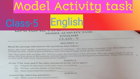 Model activity task English for class 5