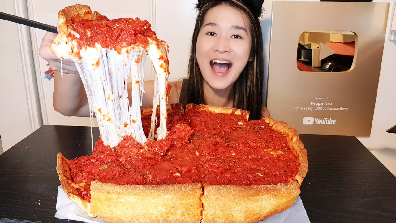 EXTRA CHEESY! Chicago Style Deep Dish Pizza! Cheesy Meatballs Pizza - Mukbang w/ Asmr Eating