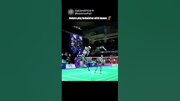 Robots play badminton with human 🤖🏸👫 #robot #airobot #futurerobot #robotplay #badminton #sport #ai