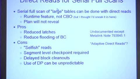Oracle 11g Tuning, Feedback-Based Optimization, Direct Reads 4 Full Scans, DBMS_STATS Extended Stats