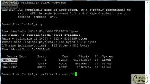How to partition hard drive on CentOS Linux using fdisk