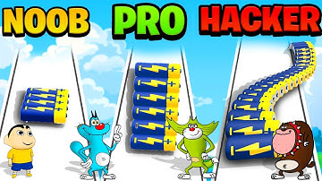 SHINCHAN OGGY PLAYING AMAZING BATTERY RUN GAME CHALLENGE | NOOB PRO HACKER GAME