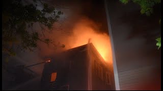 [HEAVY FIRE THROUGH THE ROOF] Beginning to End Footage of Cambridge 3rd Alarm BLAZE on Elm St